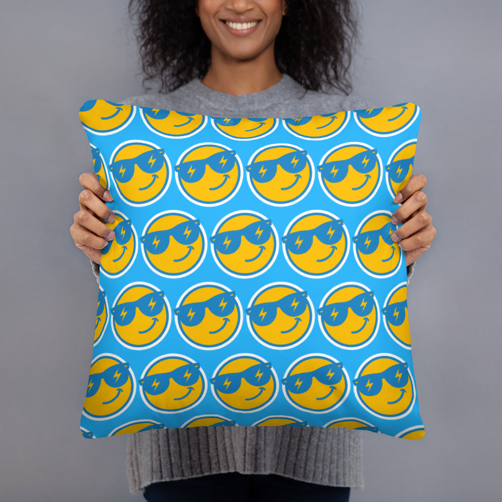 Bolts Smiley Emoji Throw Pillow