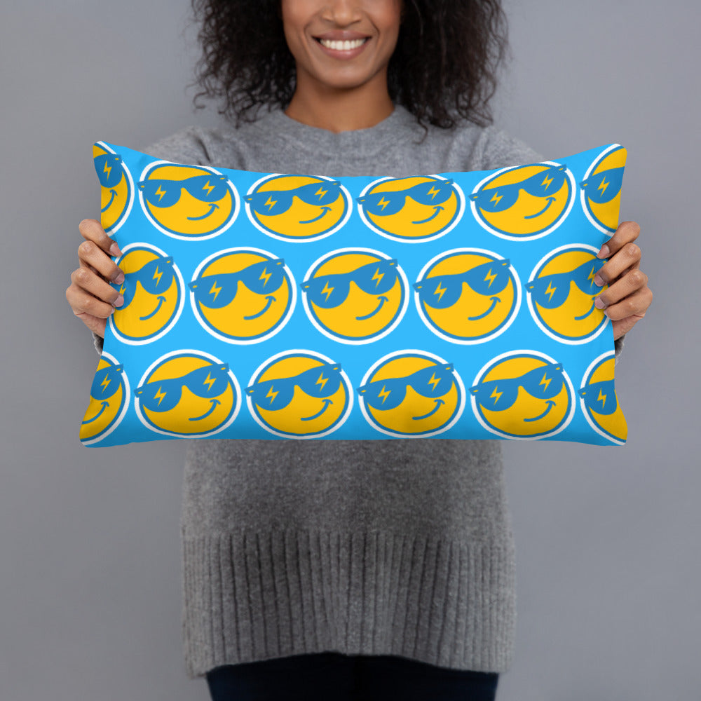 Bolts Smiley Emoji Throw Pillow