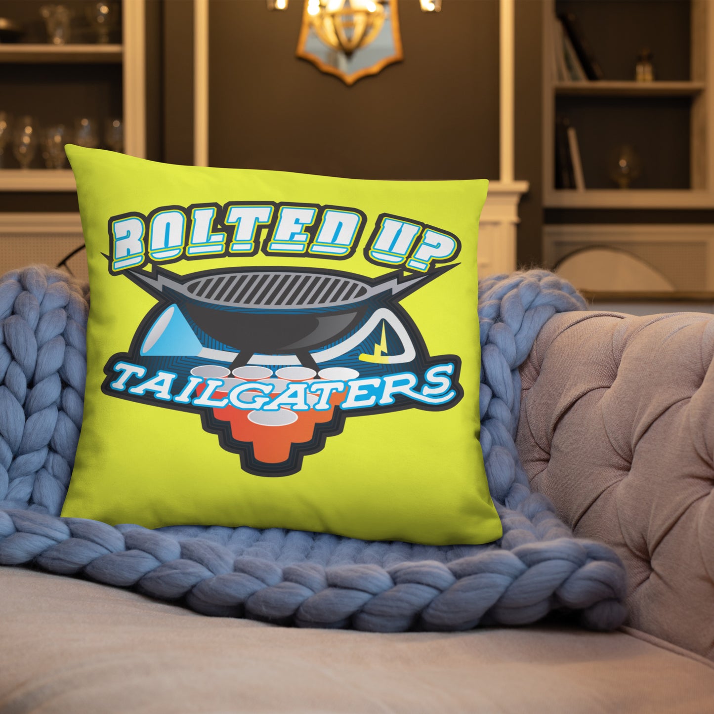 Half Bolted Up Tailgaters & Half Bolts Emoji Throw Pillow